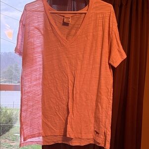 PINK Victoria's Secret Coral V-Neck Short Sleeve Top